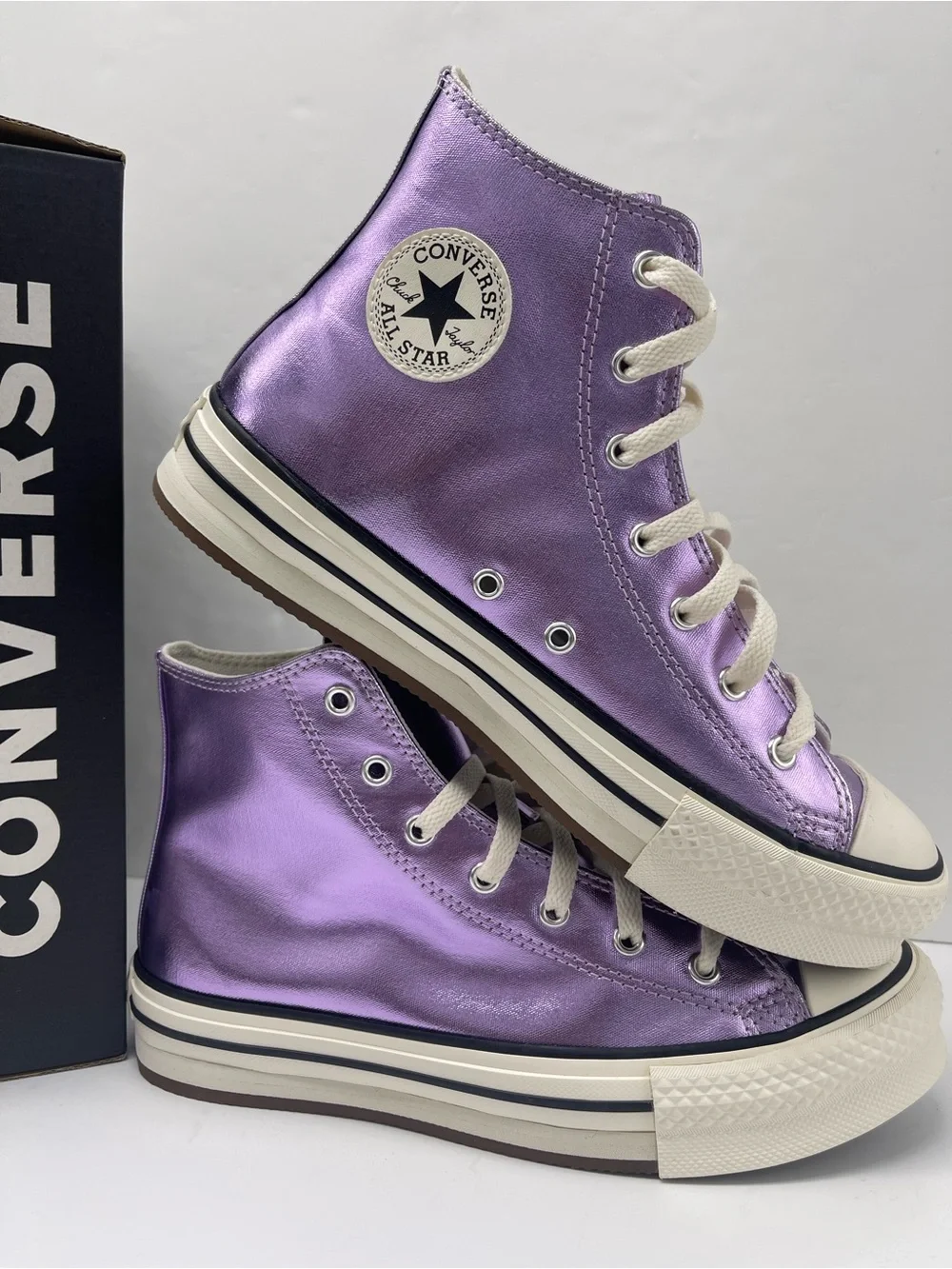 Converse CTAS EVA LIFT HI PURPLE/EGRET/BLACK A13449C Platform Sneakers
